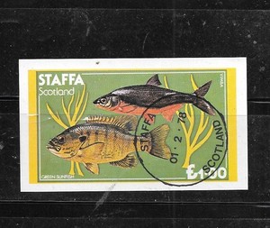 STAFFA SCOTLAND 1978 imperf fish cto used O xf SOUVENIR SHEET OLD TOPICAL STAMP