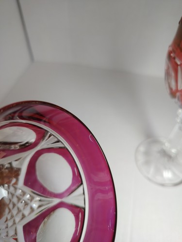2 Ersatz Weinkelch Glas Napoleon Rubinrot Schliff Klar Kristall Cordial 7" - Bild 13 von 13