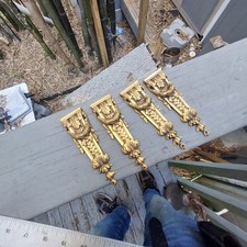 Antique Victorian Brass Furniture Trim Set Of Four Rococo