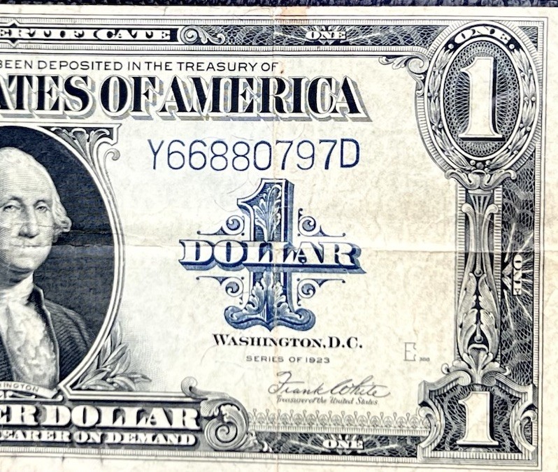 1923 $1 One Dollar Silver Certificate Note Horse Blanket Large Size Banknote.