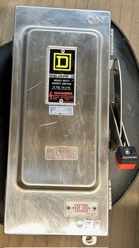 Square D HU361DS Stainless Disconnect Switch 30 Amp 600V 3 Pole Non-Fused.