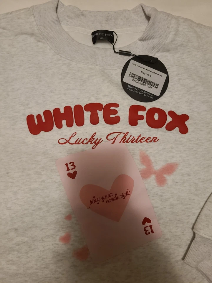 Suéter de gran tamaño White Fox “Lucky Thirteen” Kalena – Gris Marle (M/L)🍒 Foto 4 de 4