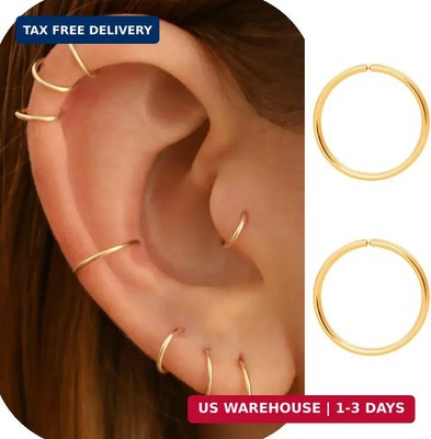 Small Thin Hoop Earrings for Women,Tiny Huggie Hoop Rings for Cartilage,Helix,Ta