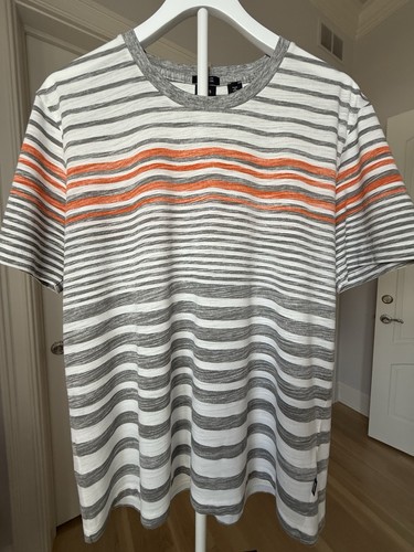 BOSS Hugo Boss Men's Gray/White/Orange Regular Fit Crew Neck Tee 2XL