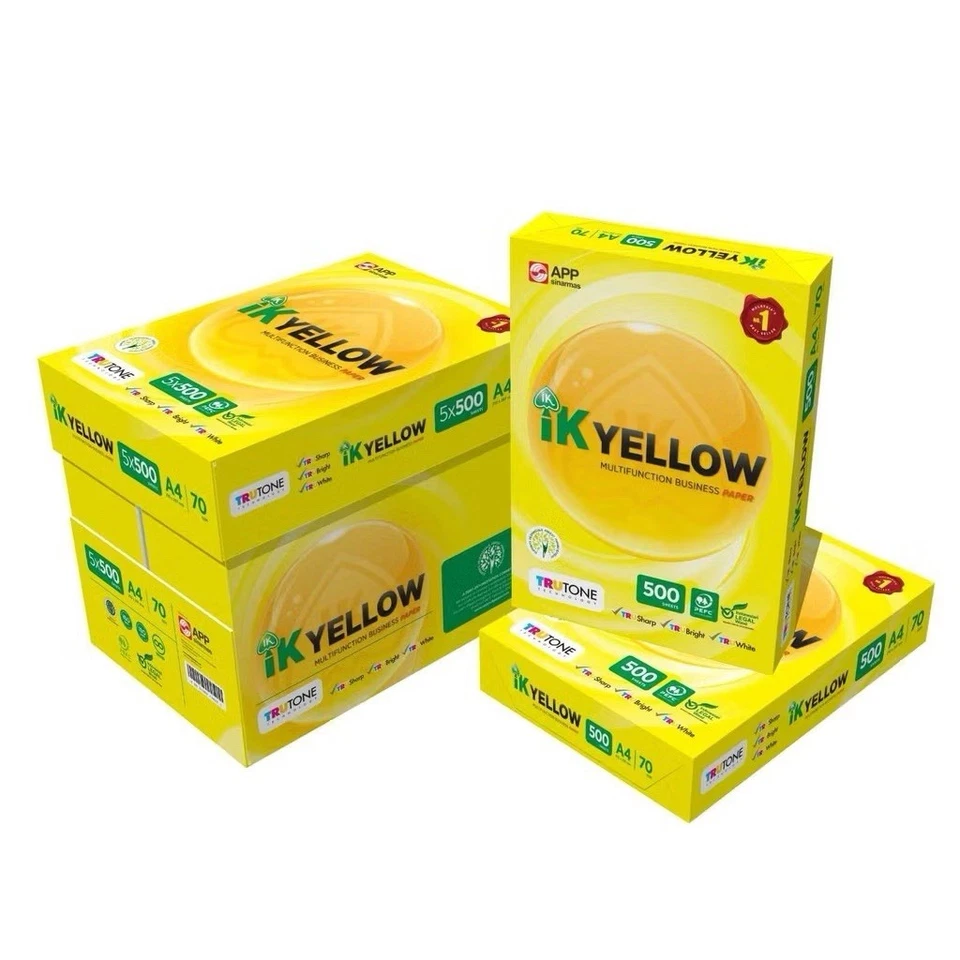 IK Yellow A4 Paper 5 Reamsx500's 80gsm/White A4 Paper/Photostat Paper/A4 Copier - Image 1 of 1