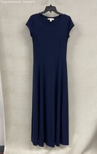 Michael Kors Women's Navy Blue Tall Maxi Dress Short Sleeve Crew Neck Sz S