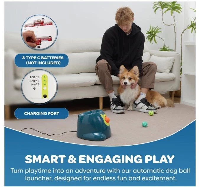 Automatic Small Dog Ball Launcher Remote Control Interactive Fetch Machine-White - Image 3 of 4