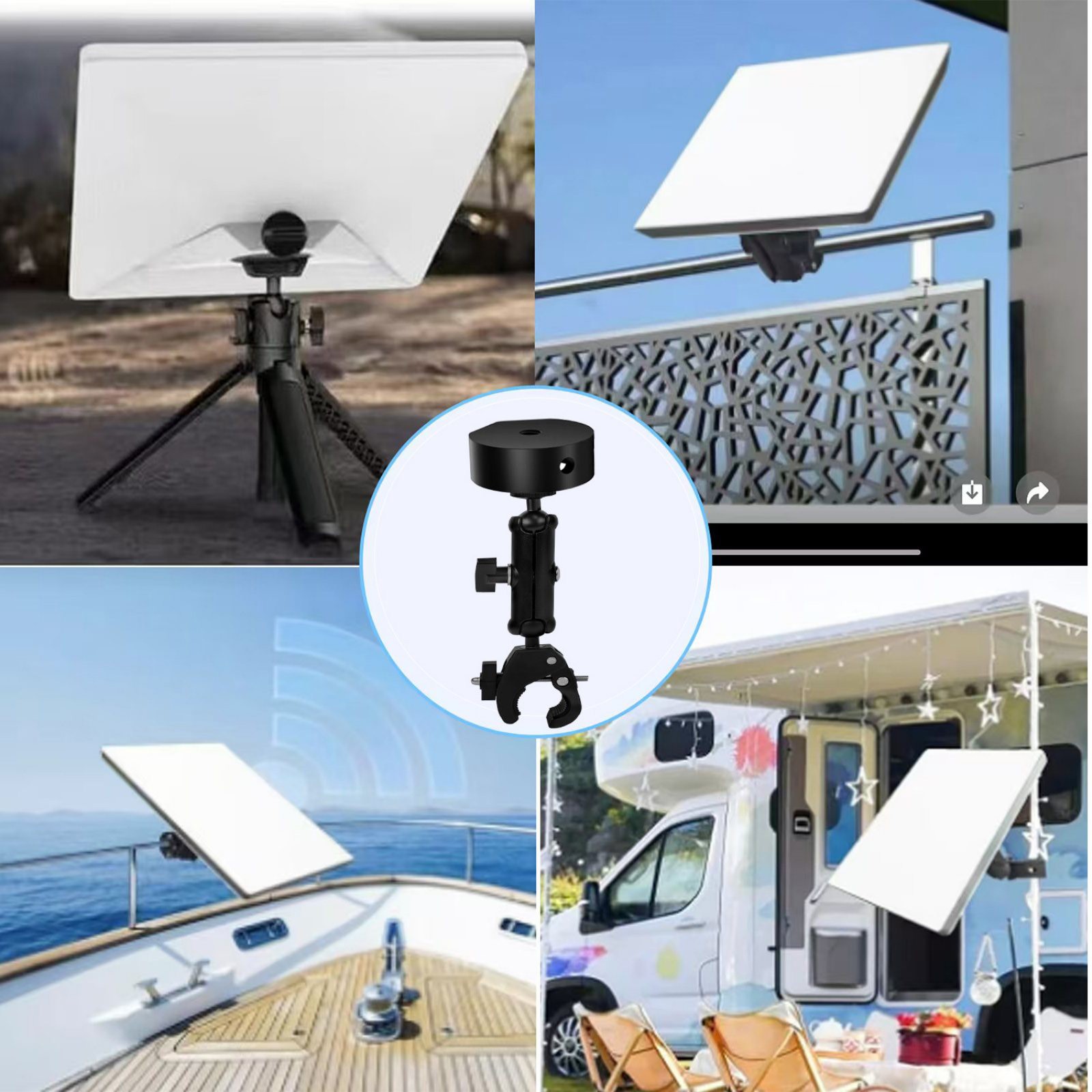 1*Alloy+Plastic Clamps RV Ladder Mount Roof Rack Pipe Mount for Starlink Mini