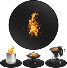 30" Fire Pit Mat for Solo Stove Bonfire - round Fireproof under Grill Mat for De