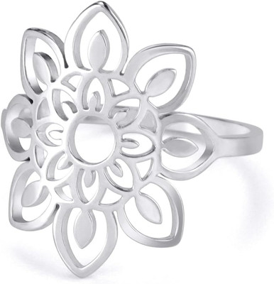 Lotusblumen-Ring aus Edelstahl mit acht Blütenblättern als Geschenk für Frauen u