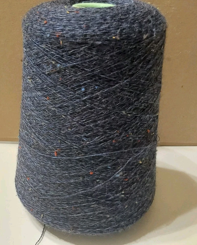 Итальянская 100% мериносовая конусообразная вязальная пряжа 19,1 унции тонкие синие пятна наличный твид - Изображение 2 из 4