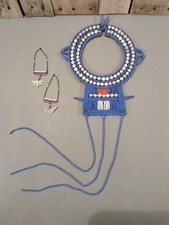 African Maasai Beaded Shells Ceremonial Wedding Collar  Ear Rings Authentic