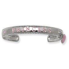 Princess Silver Baby Bangle Solid Sterling Silver 925 Christening Gift