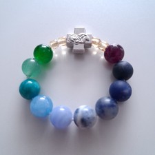 Gemstone/Glass Pocket Rosary Beads, Miraculous Medal Necklace + Free Rosary Card