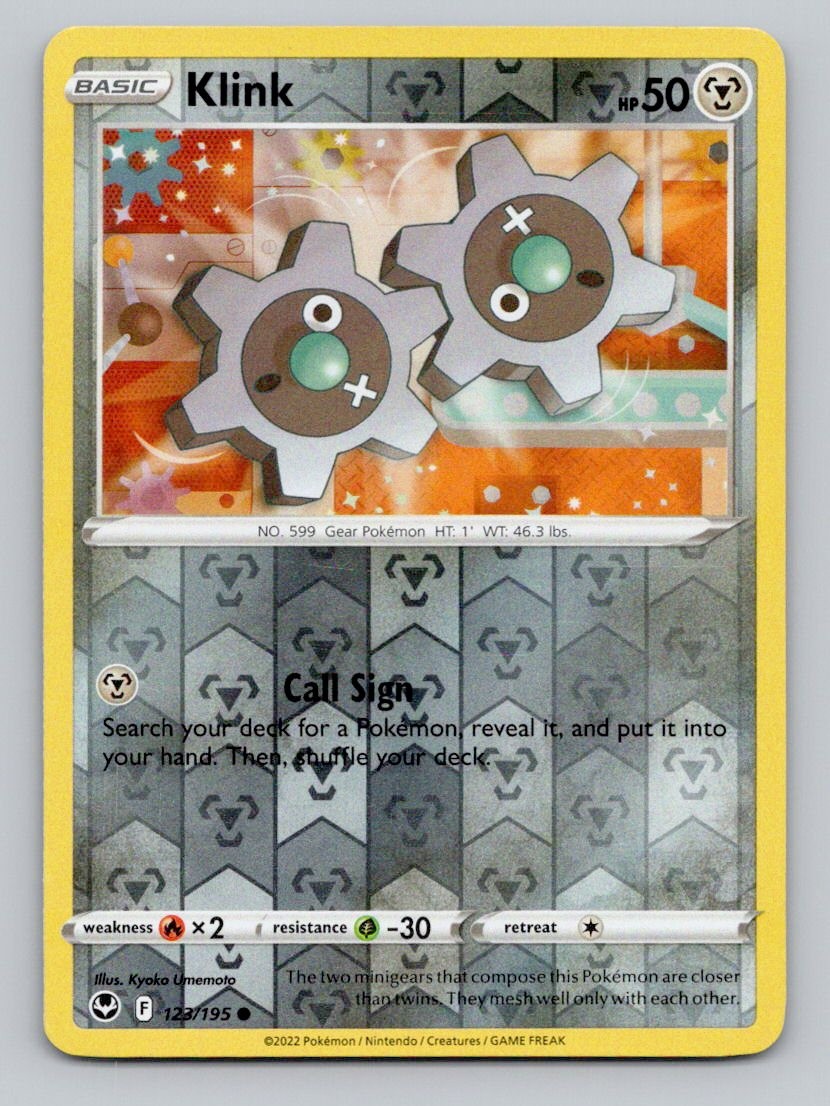 Klink 123/195 Common Silver Tempest Pokemon Reverse Holo Near Mint