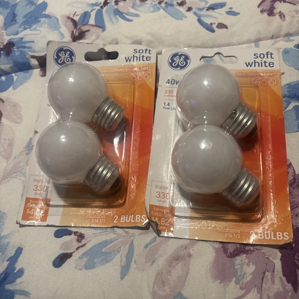 GE 40Watt DECORATIVE Soft White G16 1/2 Light Bulb E26 4 Pack - 8 Bulbs - Image 2 of 3