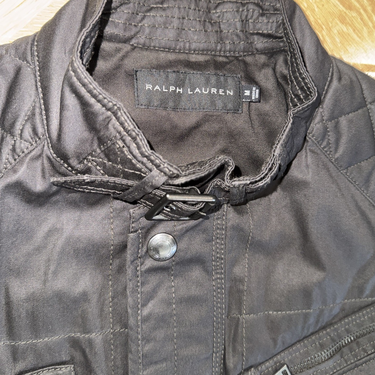 Ralph Lauren Black Label Quilted Utility Dark Brown Belted Jacket Coat Rare M image 2