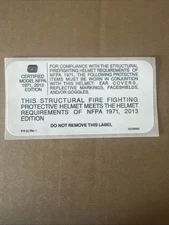MSA CAIRNS Leather Fire Helmet Labels, NFPA LABEL (PRESENTATION ONLY)