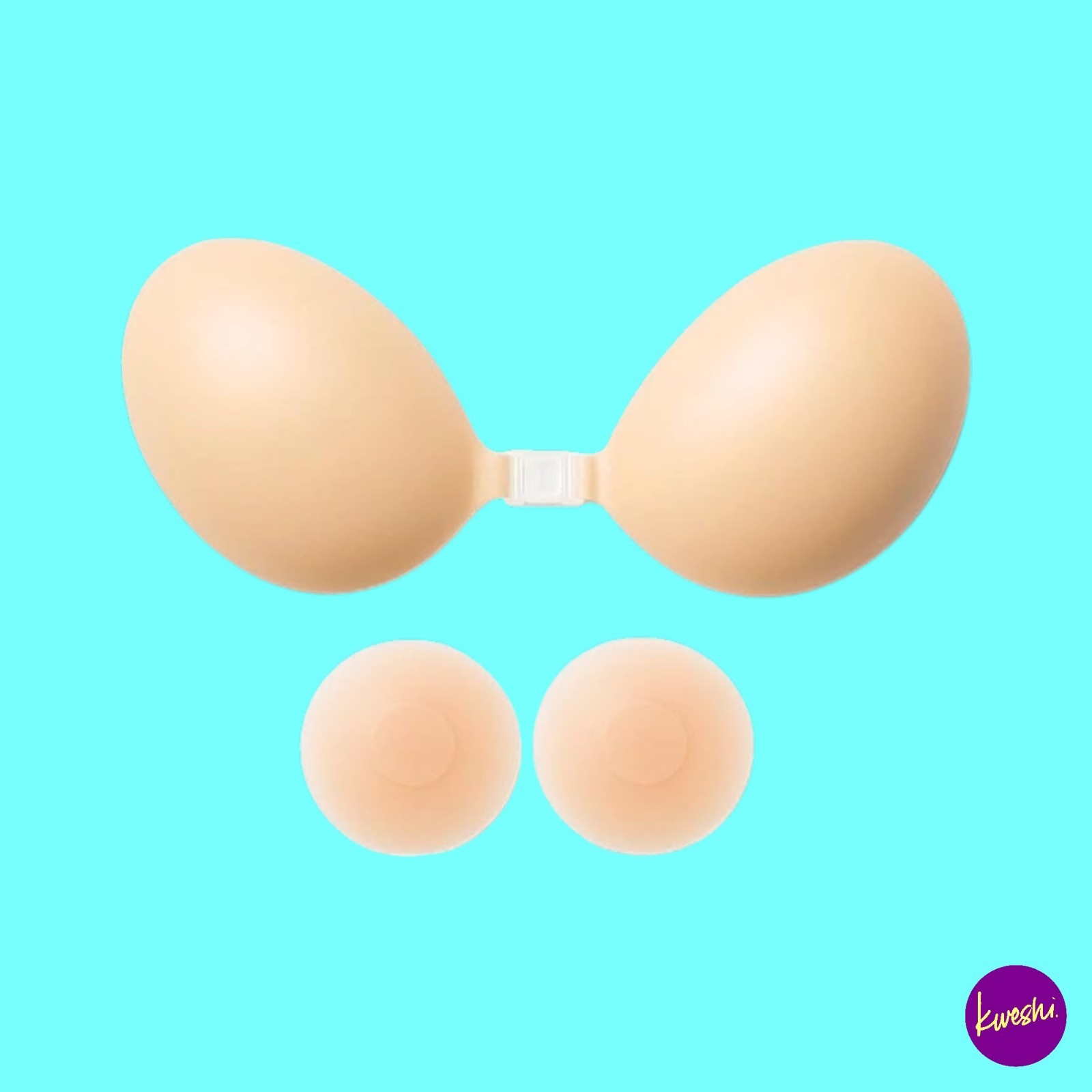 ANASH Women's Silicone Strapless Push Up Sticky Bra & Nipple Covers,Nude,Cup D