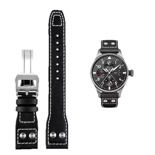 Genuine Leather Strap for IWC Big Pilot/Portuguese Watch 20mm–22mm + Buckle - Picture 7 of 20