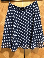 Y2K Papaya Navy White Polka Dot Skirt Vintage Classic Medium M See Measurements