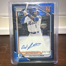 Wilfredo Lara 2024 1st Bowman Chrome AUTO Prospect BLUE REFRACTOR 140/150 RC z38