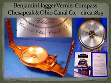 1825 B.K. Hagger Vernier Compass - inscribed Chesapeak & Ohio Canal Co.