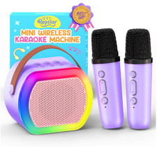 Mini Karaoke Machine with 2 Wireless Microphones, Home Sing Gift for Kids Adults