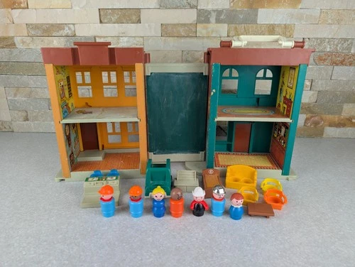 Vintage 1974 Little People Sesame Street Playset Family House Characters