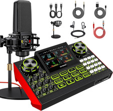 Podcast Equipment Bundle with Live Sound Card Audio Mixer, Podcast Equipment wit