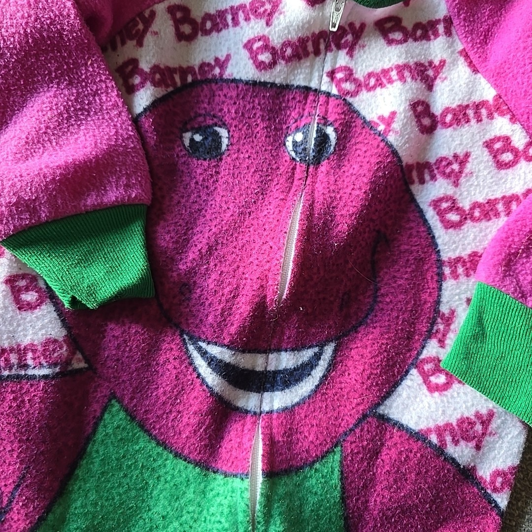 Vintage Barney Pajamas Youth 2T One Piece Footies 90s