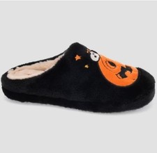 Women's Peanuts Snoopy Jack O Lantern Scuff Slippers Blk L 9-10 Indoor/Outdoor