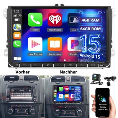 4G+64G Für VW GOLF VI Autoradio Android 15 Apple Carplay GPS Navi WIFI RDS KAM