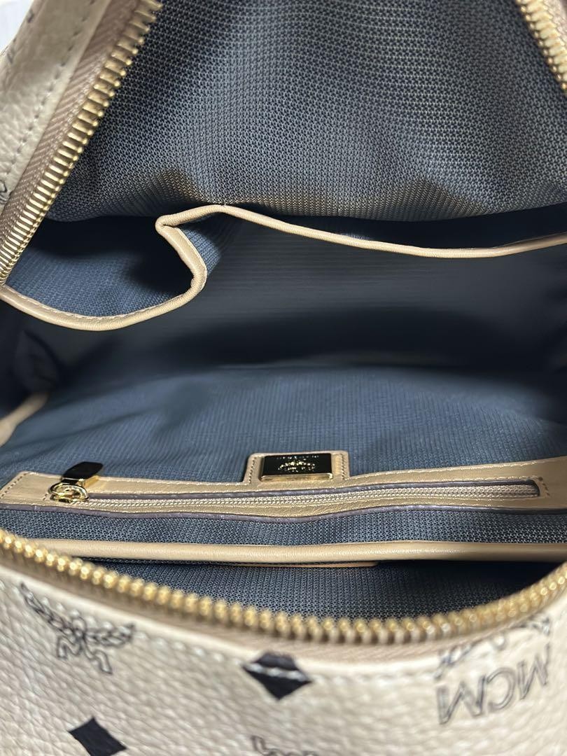 MCM Backpack Beige Logo Pattern Studs - image 6