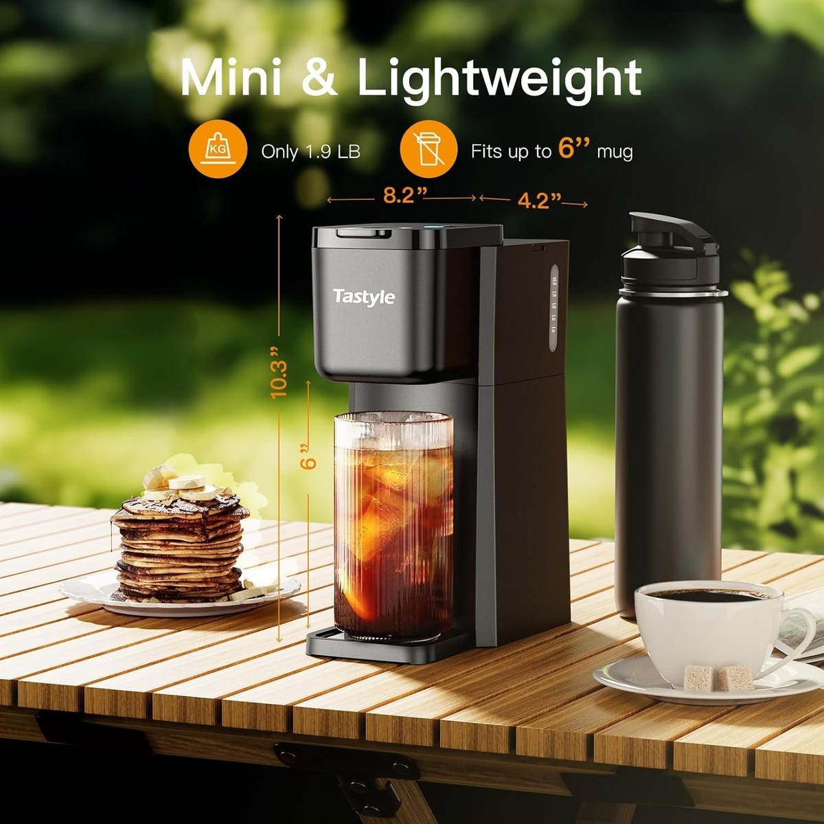 Mini Coffee Maker Single Serve K Cup Ground Brew 6-14oz Auto Self