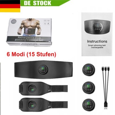 EMS Bauch Arm Muskelstimulator 3in1 LCD USB 6 Modi 15 Stufen Fitness Set Pro