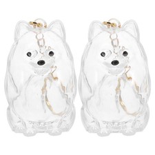 2 Pcs Dog Keychain Transparent Plastic Pet Hair Keepsake Bottle Keyring