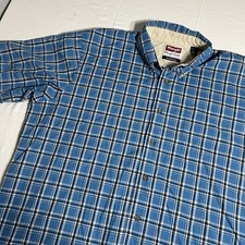 Wrangler Premium Quality Wrinkle Resist Long Sleeve Shirt Men's Size Large Blue