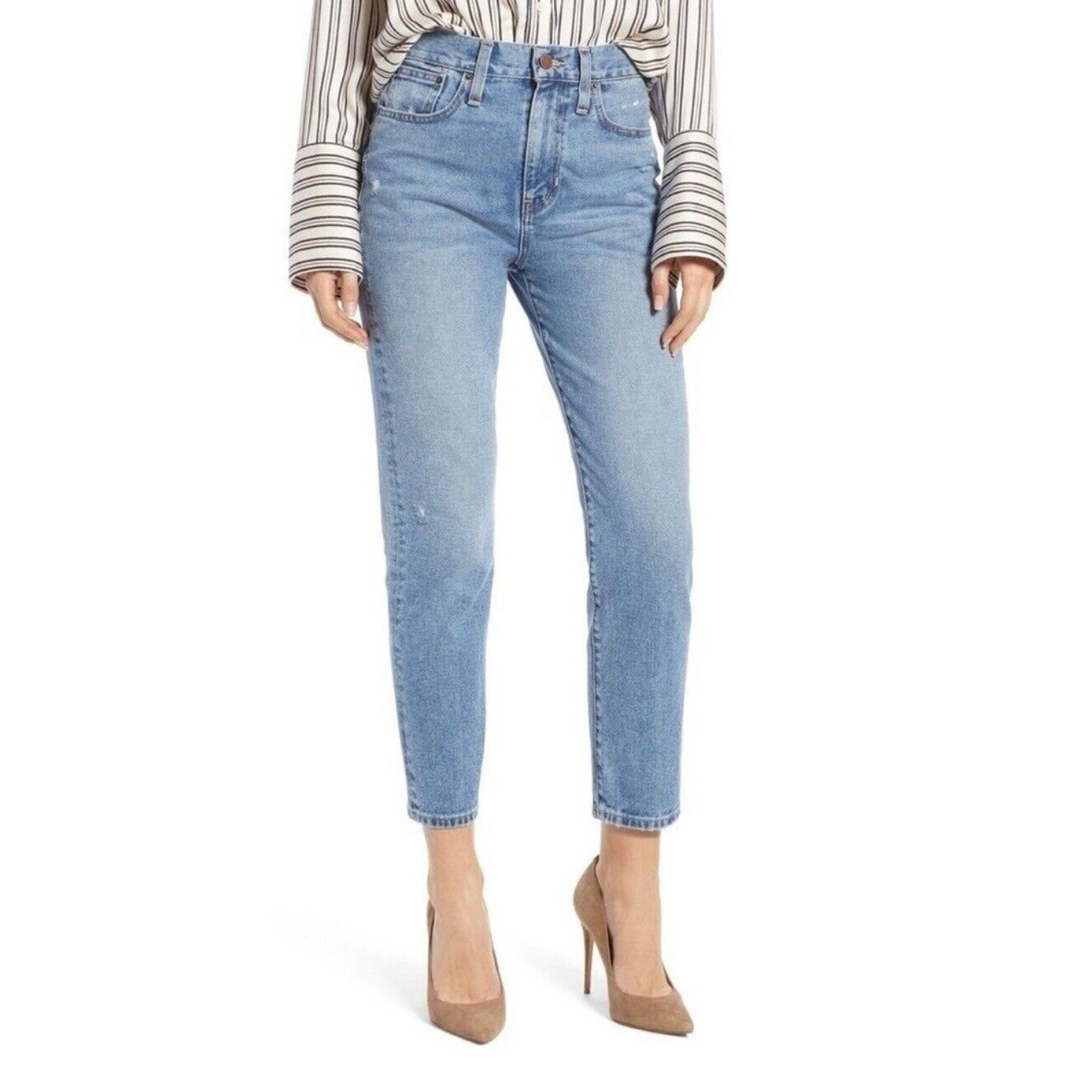 Something Navy Womens Mom Jeans Cotton High Rise Blue Med Wash Size 27-image