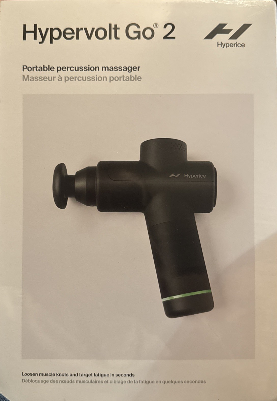 Hyperice Hypervolt Go 2 - negro. Masajeador de percusión portátil 3 cabezales diferentes