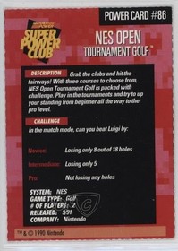 1992-95 Nintendo Super Power Club NES Open Tournament Golf #86 a8a