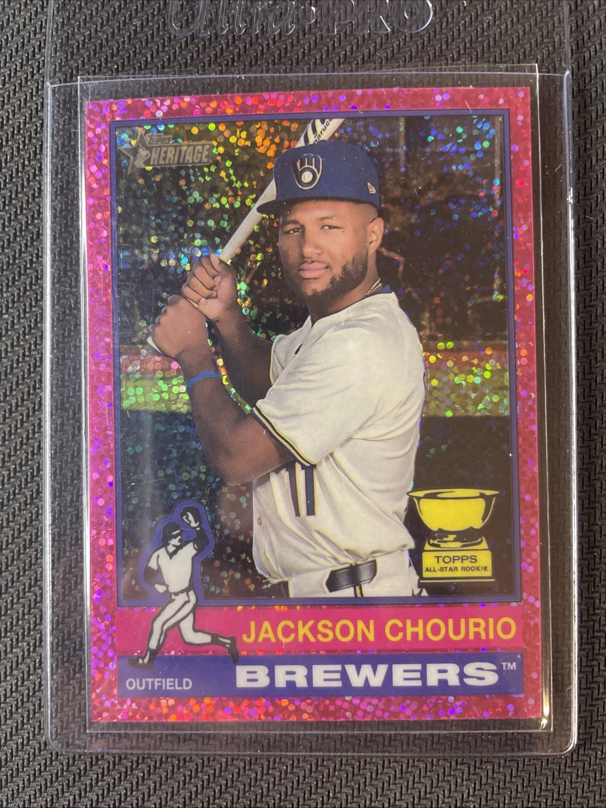2025 Topps Heritage - Jackson Chourio #106 Chrome Pink Sparkle Refractor