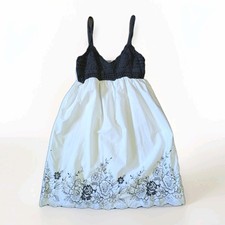Vintage Y2K Babydoll Floral Dress Small Crochet Embroidered Sequin Sorority Boho