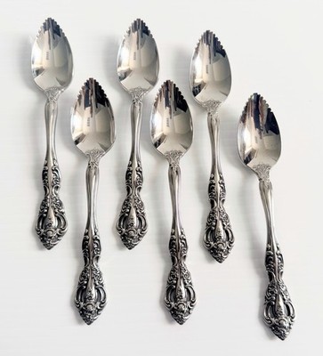 6 pc Oneida Michelangelo Grapefruit Fruit Spoon  Stainless 6 