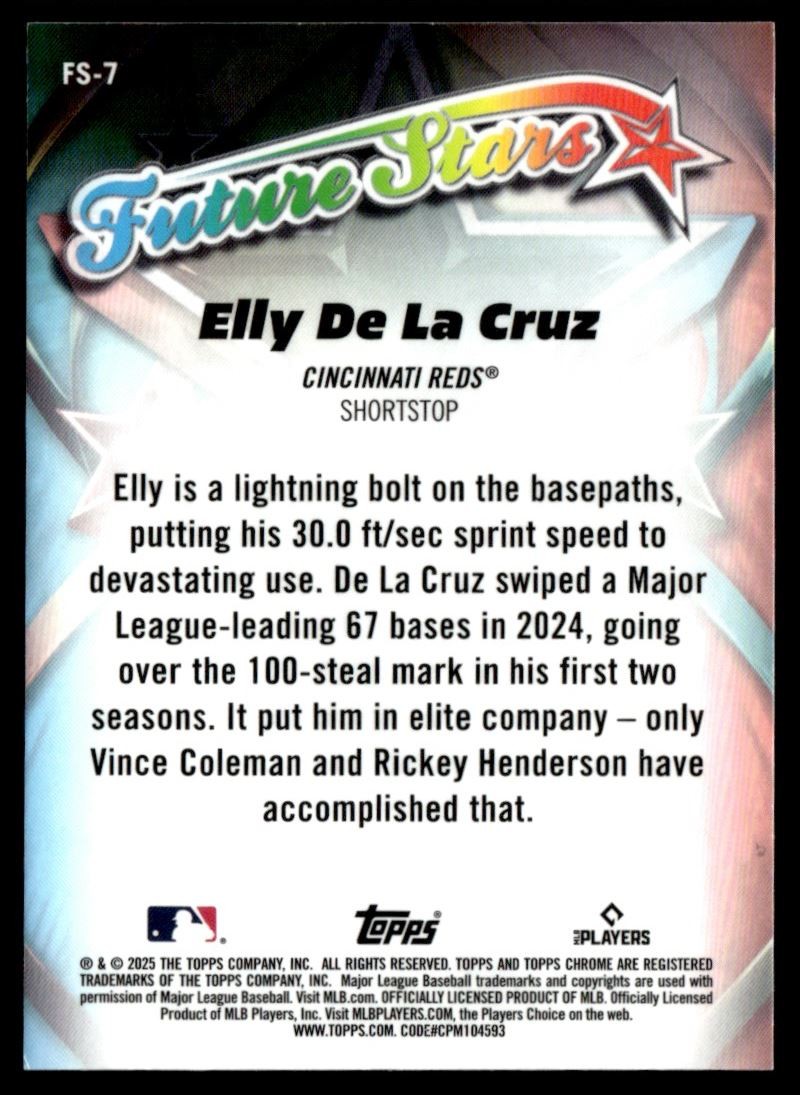 2025 Topps Chrome Future Stars Elly De La Cruz Cincinnati