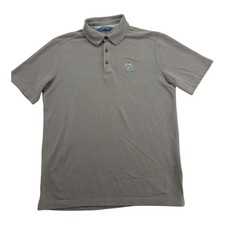 Boca Island Wear Men's Gray Parrot Cocktail Logo Polo Shirt Size Med