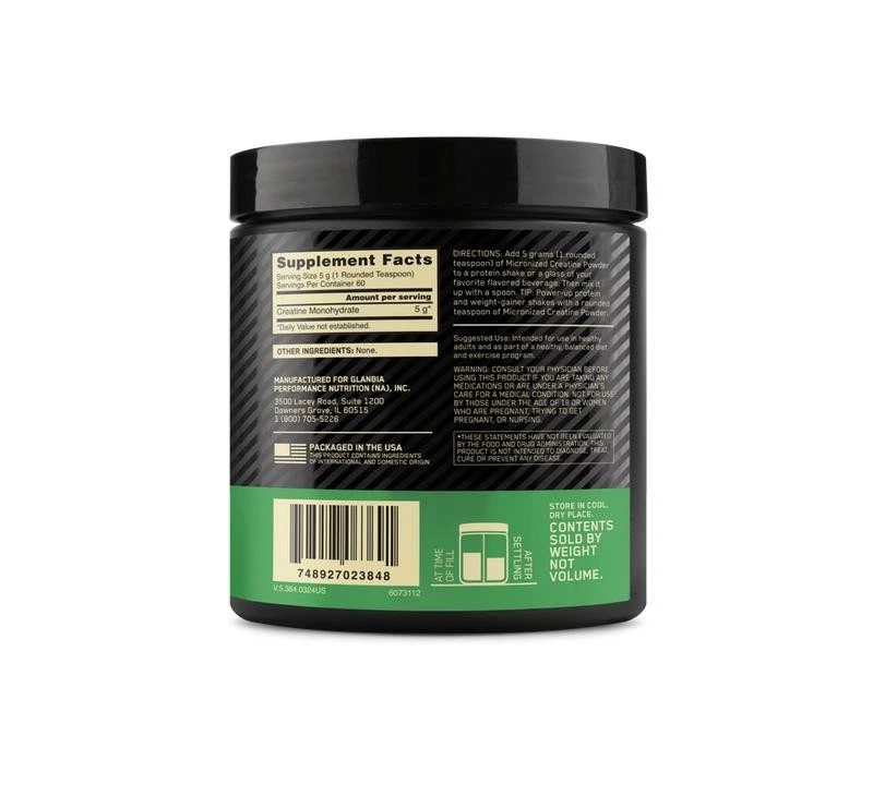 Monohidrato de creatina micronizada en polvo Optimum Nutrition - 300 g, 60 porciones Foto 2 de 4