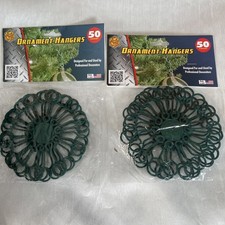 2- Premium Christmas Ornament Hangers Hooks, Green Indoor/Outdoor Plastic 100