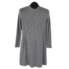 Madewell City Block Mock Neck Long Sleeve Marled Knit Dress Women's Small Gray