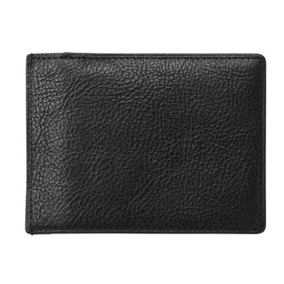 Milagro Amanda Oil Leather Slim Wallet: Bi-Fold No Coin Pocket Black